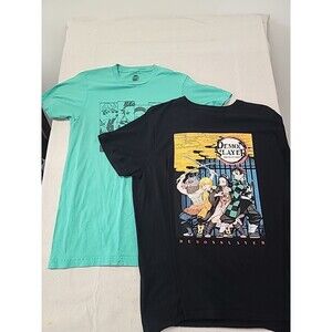 Lot Of 2 Anime Demon Slayer Size XL & Medium Black Green  Graphic T-Shirts